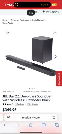 JBL Bar 2.1 Deep Bass Soundbar with Wireless Subwoofer