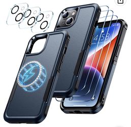 iPhone 14 Plus - Magnetic Case W/ Tempered Glass & Camera Lens Protector And