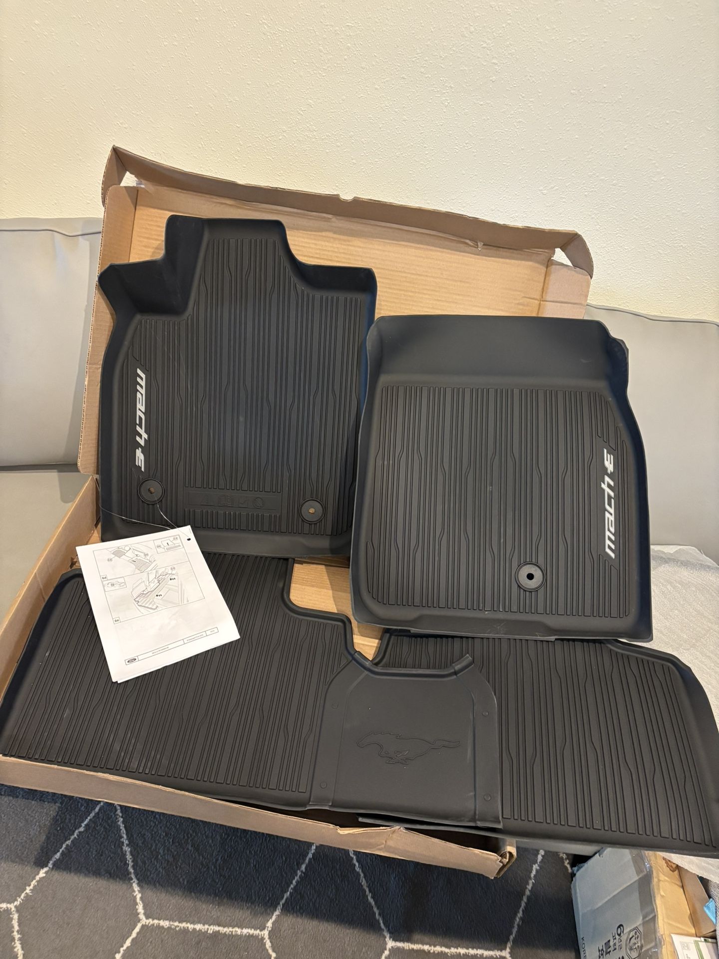 Brand new heavy-duty Ford Mustang Mach‑E Floor Liners /Mats OEM 4‑Piece Set Part # MJ8Z‑(contact info removed)‑AA Fits 2021–2025 Mustang Mach‑E