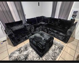 Corduroy couch new in box /charger station cup holders