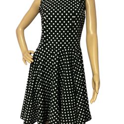 Women’s 1950’s Style Polka Dot Dress Size Med Knee Length Handmade Side Zipper