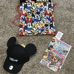 Mickey Mouse Comic + Ears Hat + Drawstring Bag 