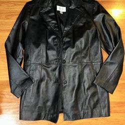 Black leather 3/4 length jacket by Worthington, size L