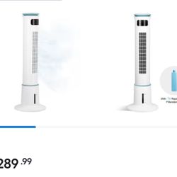 GZMR 43-in 110V 12-Speed Indoor White Oscillating Misting Tower Fan with Remote
