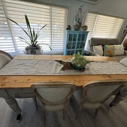 Full Dining Table,Chairs, And Bench