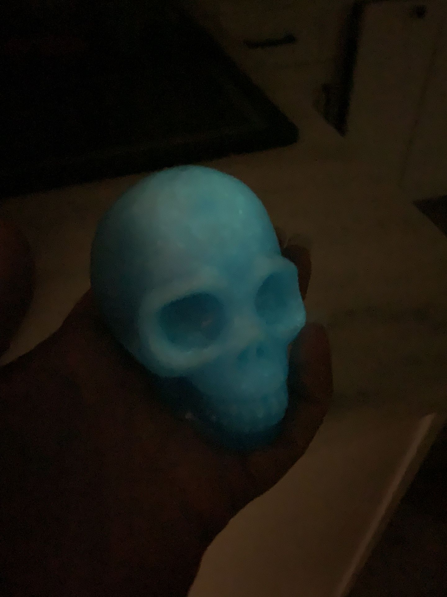 Glow in the dark resin skull