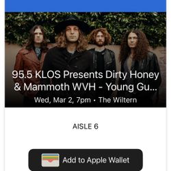 Dirty Honey & Mammoth WVH tickets