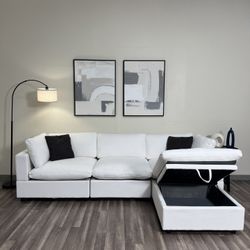 New In Box 4 Piece White Modular Sectional Couch - Free Delivery