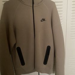 Nike Tech Fleece Zip up Hoodie- Khaki/Black