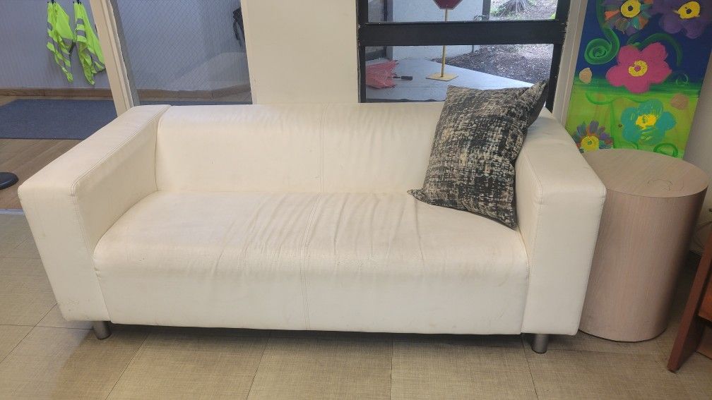 White Faux Leather Sofa