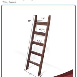 Hallops 5 Feet Blanket Ladder - Wood Rustic Ladder Shelf