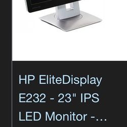 2 Hp Elite display E232 Monitors With Adjustable Stand 