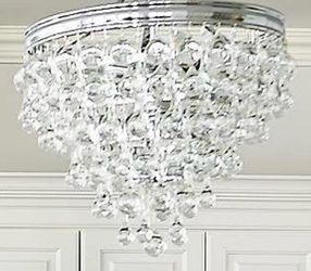 Modern Crystal Flush Mount Chandelier Light Fixture – Like New in Box
