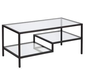 45" Wide Rectangular Coffee Table in Blackened Bronze, Modern coffee tables for living room, studio apartment essentials