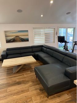 Leather reclining couch