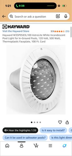 Hayward pool light
