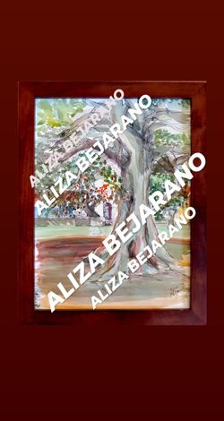Framed Mission Park Fig Tree Painting