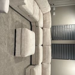 Extra Large Ivory Or Grey Modular Sectional 7 Piece Set Extra Plush Corduroy Fabric Brand New In Box Firm Price $1,380 