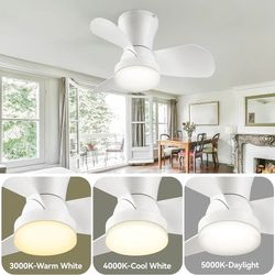 SUNMORY Ceiling Fans with Lights and Remote, 22 inch Low Profile Ceiling Fan with Light, Modern Flush Mount Ceiling Fan for Bedroom/Kitchen/Dining Roo