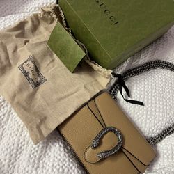 Tan Gucci Dionysus Mini Leather Bag