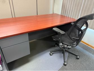 Hertz large rectangular executive office desk featuring a two-tone color design
