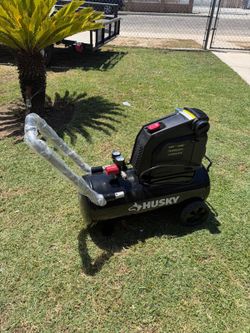 Husky 8 Gal. 150 PSI Portable Electric Oil-Free Horizontal Hotdog Air Compressor with Rubber Wheels and 1-Quick Coupler