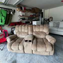 Tan Reclining Loveseat,  Must Pick Up