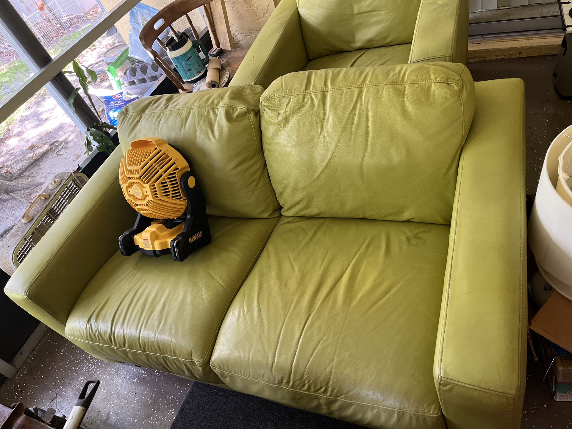 Green Leather Loveseat And Couch for Sale in Orlando, FL - OfferUp