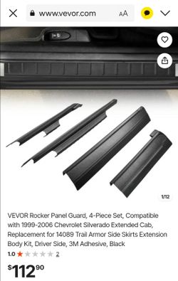 VEVOR Rocker Panel Guard, 4-Piece Set, Compatible with 1999-2006 Chevrolet Silverado Extended Cab, Replacement for 14089 Trail Armor Side Skirts Exten