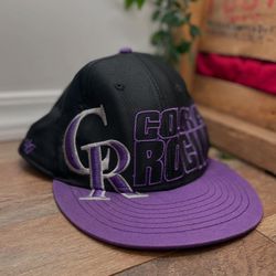 Colorado Rockies Snapback Hat 47 Brand Black Purple Flat Bill MLB Adjustable Cap