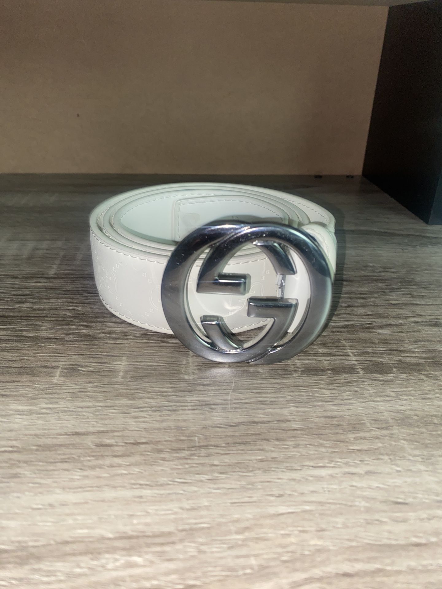 White Gucci Belt