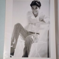 Ralph Macchio 1980's Sitting Portrait Movie Star 8x10 Glossy Black and White Photo Vintage Collectible