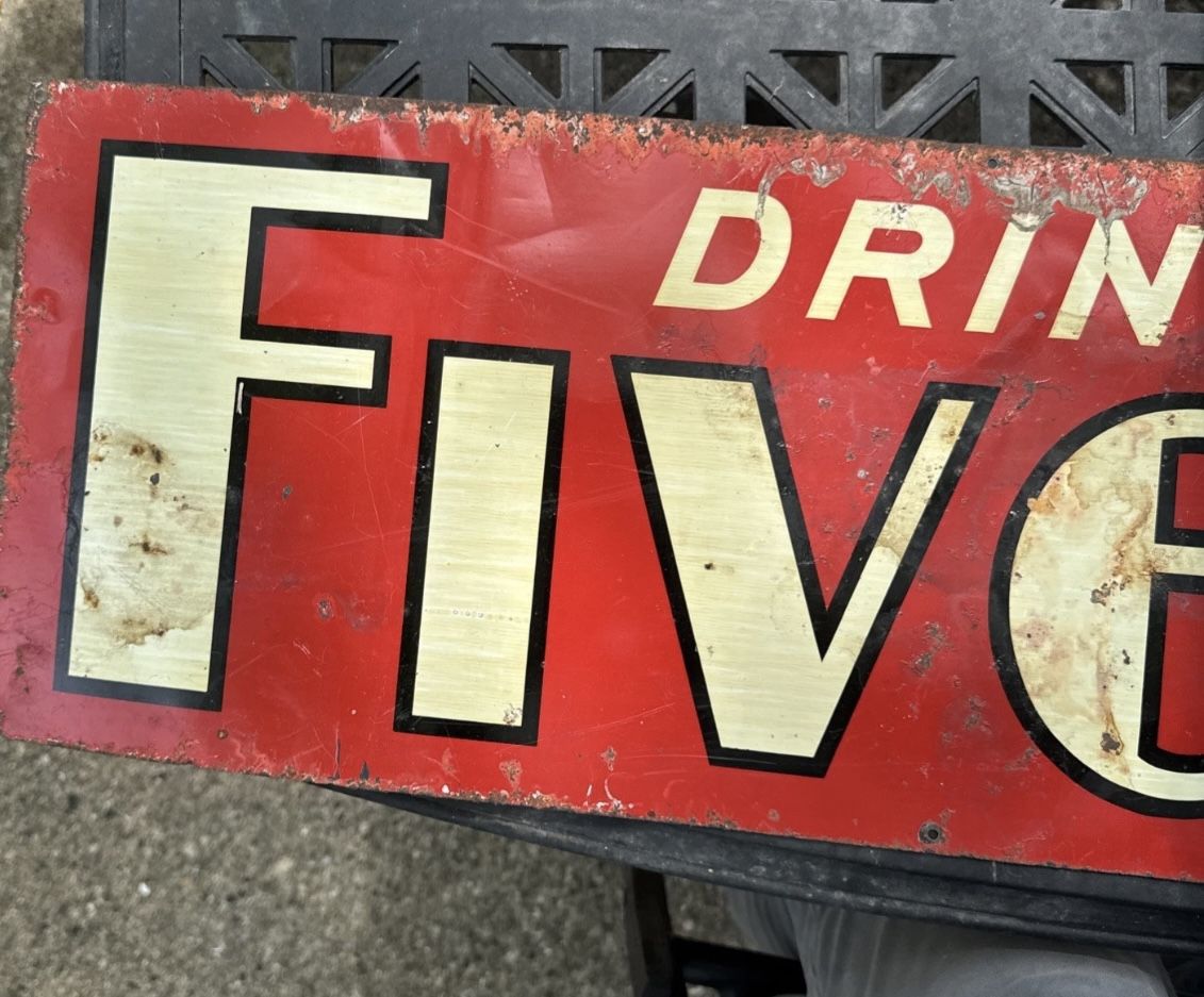 Drink Five-O Metal 27 X 10 Double-Sided Advertising Sign