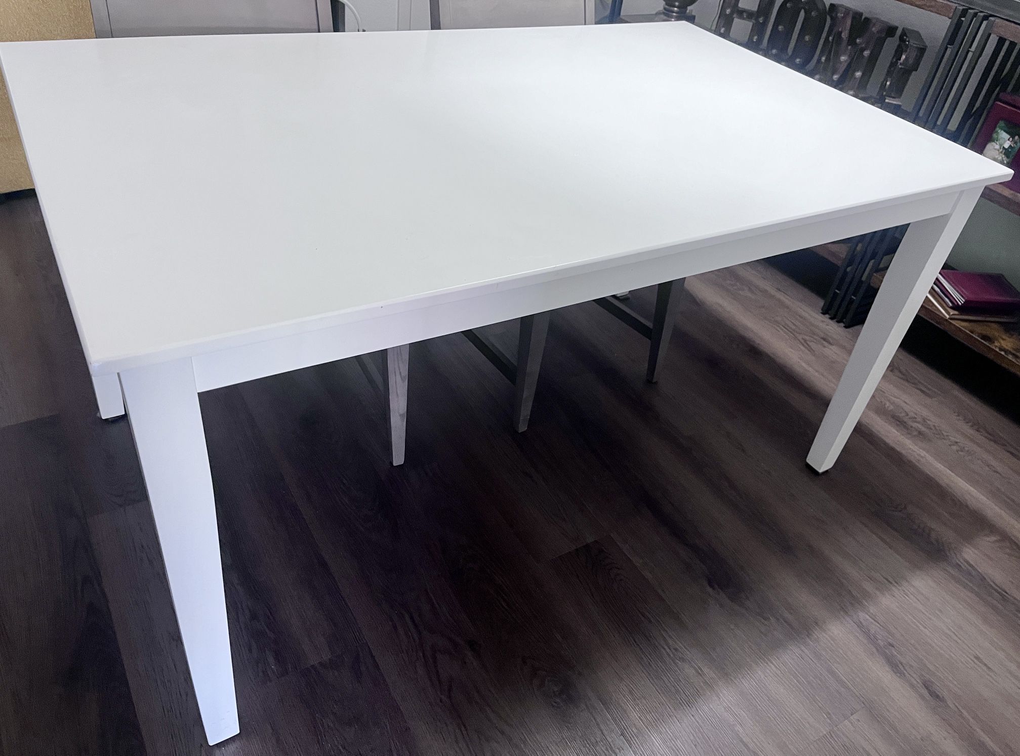 Solid Wood White Kitchen Table Only-$120 . Chairs Not Included