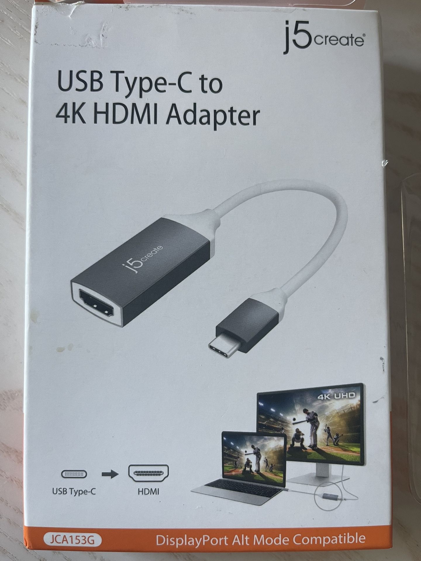 USB-C to 4K HDMI Cable - Gray By J5create - NEW