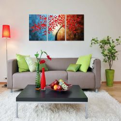 Abstract Oil Painting Modern Plum Blossom Artwork Floral Canvas Wall Art Hangings Stretched and Framed
