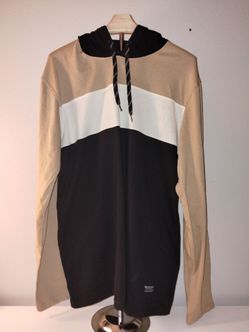 Burnside Men's Colorblock Black White Brown Pullover Hoodie Size L Classic NEW