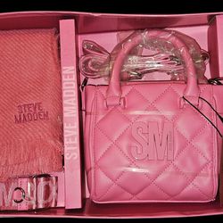 Mini Quilted STEVE MADDEN Bubble Gum PINK Tote  Set