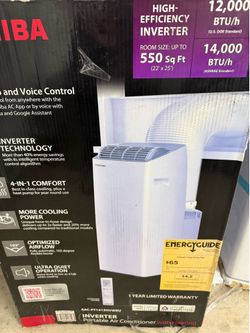Toshiba 14,000 BTU (12,000 BTU DOE) 115-Volt Inverter Wi-Fi Quiet Portable Air Conditioner w/Heat up to 550 sq. ft. in