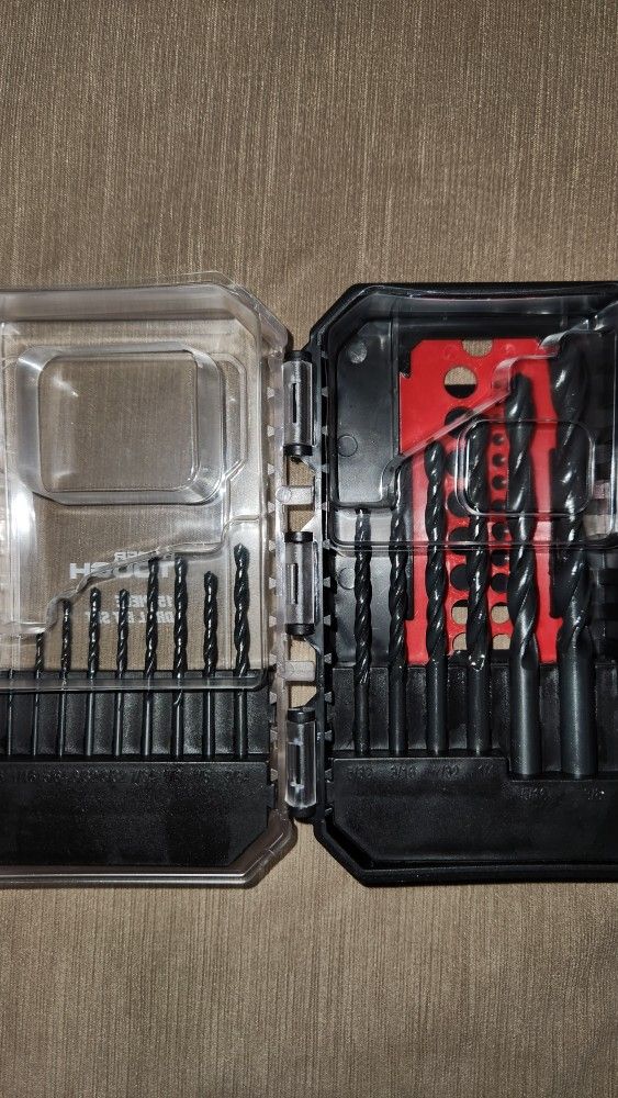 Hyper Tough Black Oxide Drill Bit Set With Case, 15-Piece