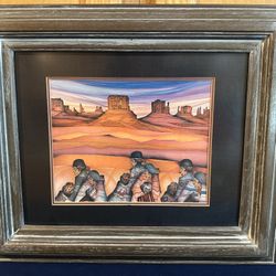 Gorgeous Vtg "Artesana Del Valle" Southwest Landscape by Amado Maurilio Peña, Framed & Double Matted