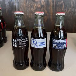 Collectible 8fl Oz Dallas Cowboy Glass Coke Bottles - Lot Of 3 