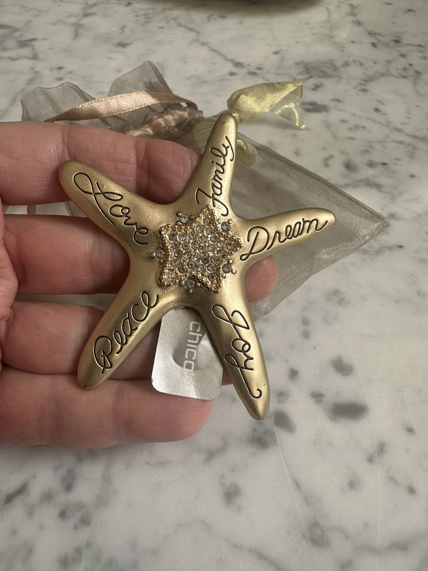 Chico’s Brooch/Pendant/Christmas Starfish Ornament, Dated 2017