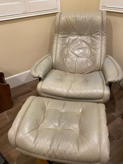 Leather chair and footstool