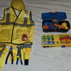 Role Play Construction Worker Costume Set and Educational Tool Toys