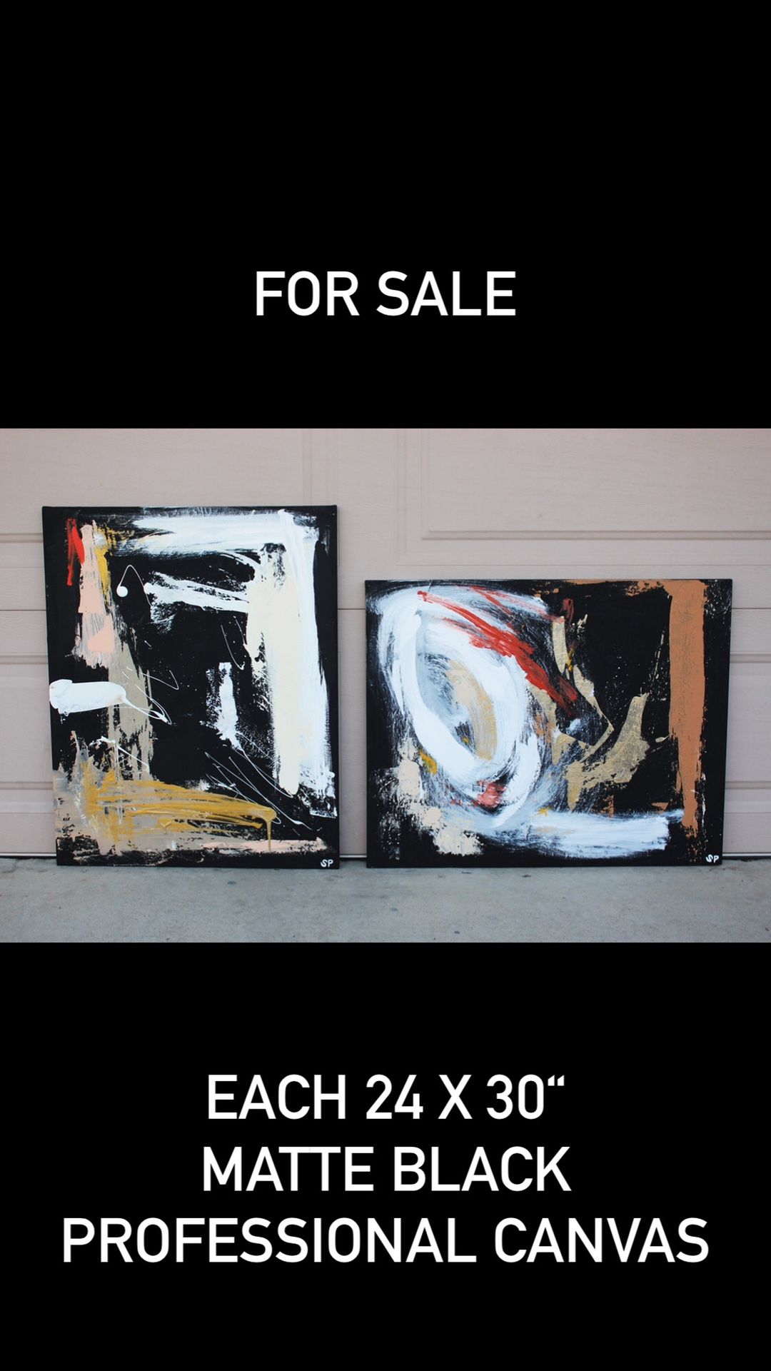 Matte black abstract painting canvas wall art