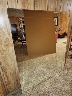Large Frameless Wall Mirror with beveled edge