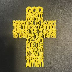 Serenity Prayer Cross Yellow