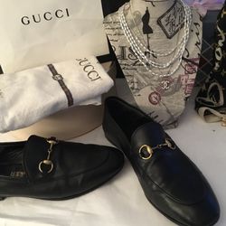 Loafers Black Leather Gucci 