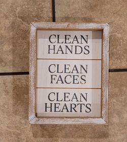 Farmhouse Wood Sign Clean Hands Faces Hearts